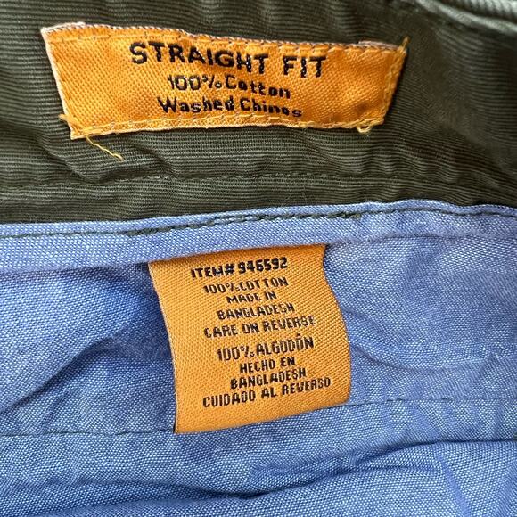 Tailor Vintage Pants Men's 36x32 Olive Green Straight Fit Chino Preppy Normcore - Picture 13 of 15